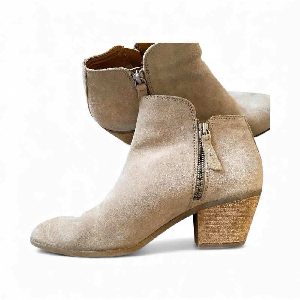 FRYE Boots Ankle Booties Women 7.5 Oatmeal Suede Leather Western Grunge Cowgirl - Picture 4 of 11